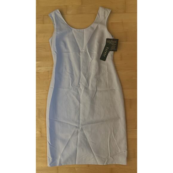 NWT VTG Lauren Ralph Lauren Baby Blue Silk Cotton Shift Dress Sleeveless 8 - Picture 1 of 4